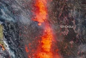 VIDEO | Las espectaculares imágenes aéreas de un volcán en erupción en Islandia