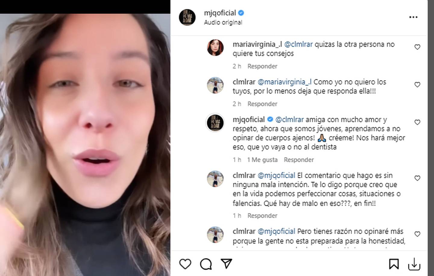 María José Quintanilla se eonojó con comentario de seguidora