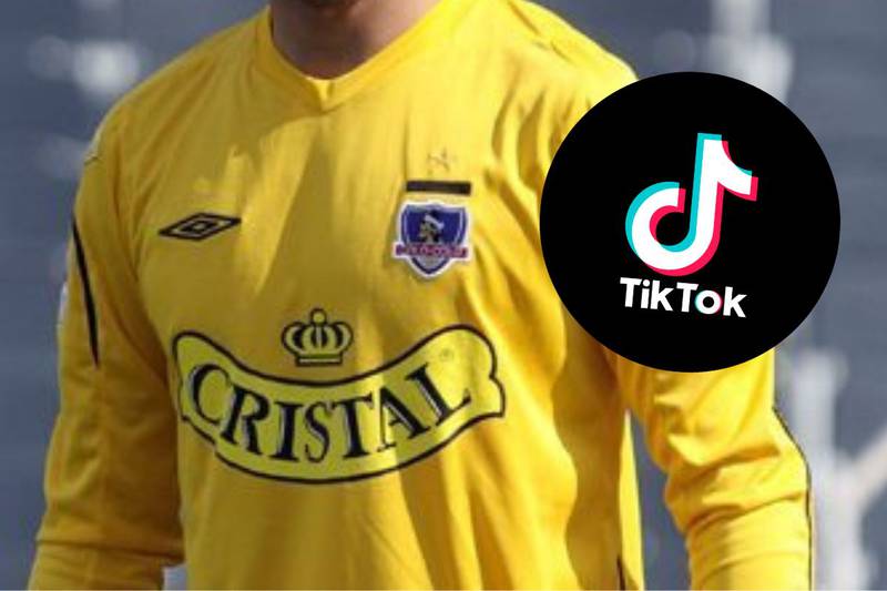 Camiseta de arquero de Colo Colo junto al logo de TikTok.