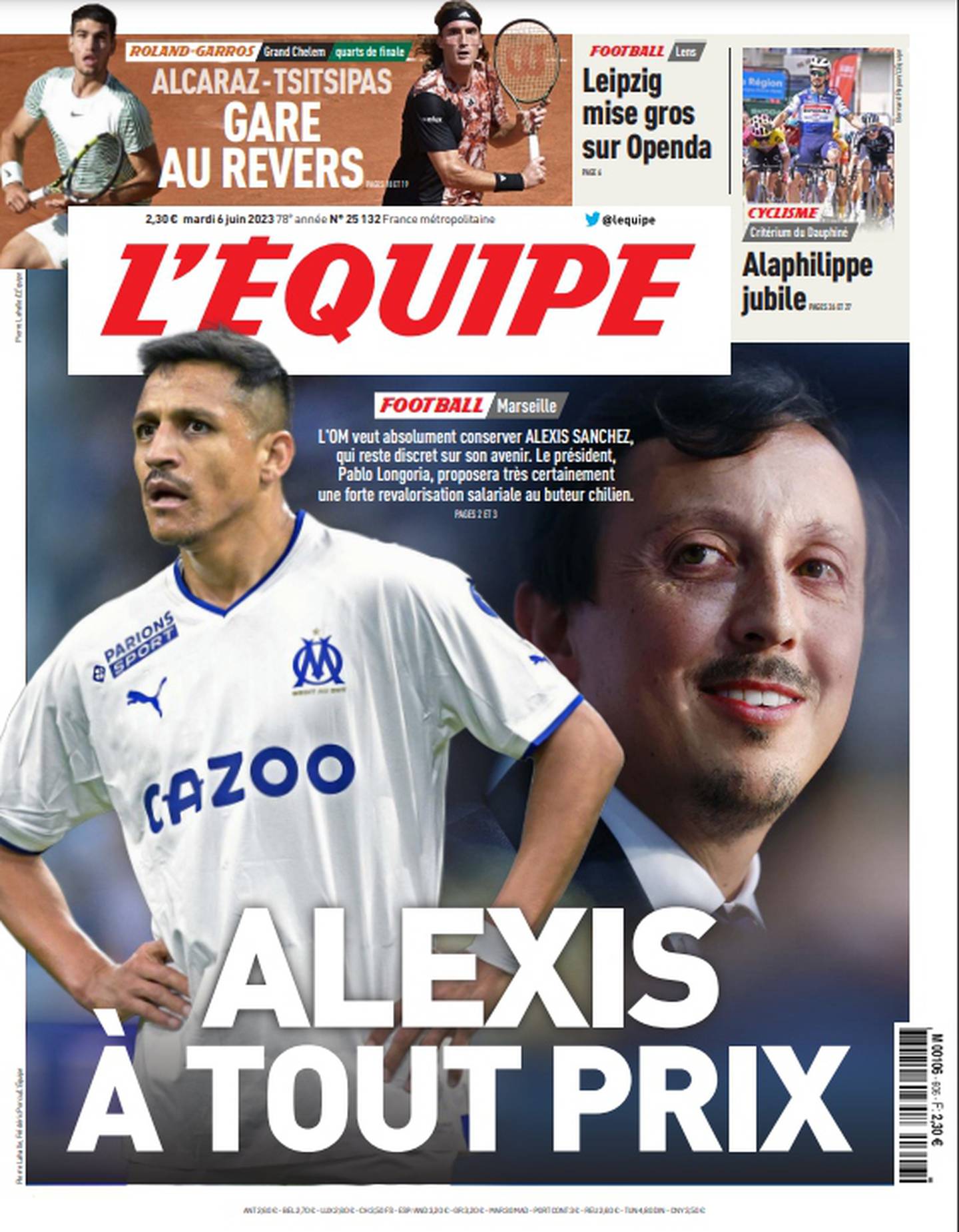 Alexis Sánchez en la portada de L'Equipe.