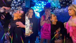 Captan a Galilea Montijo cacheteando a Wendy Guevara durante la fiesta que le organizo