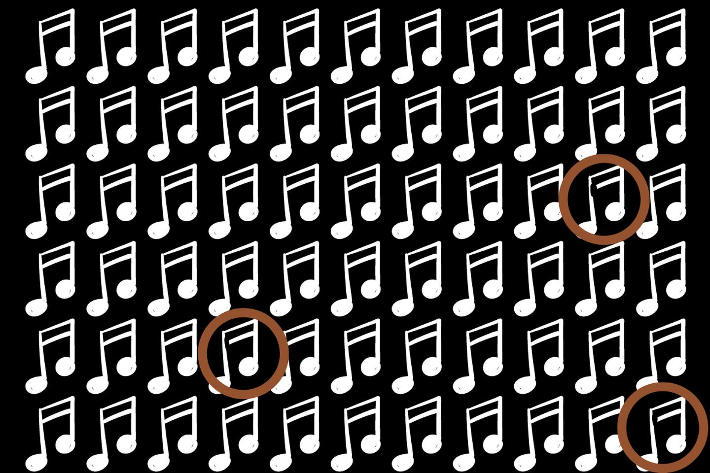 Muchas notas musicales en un fondo negro
