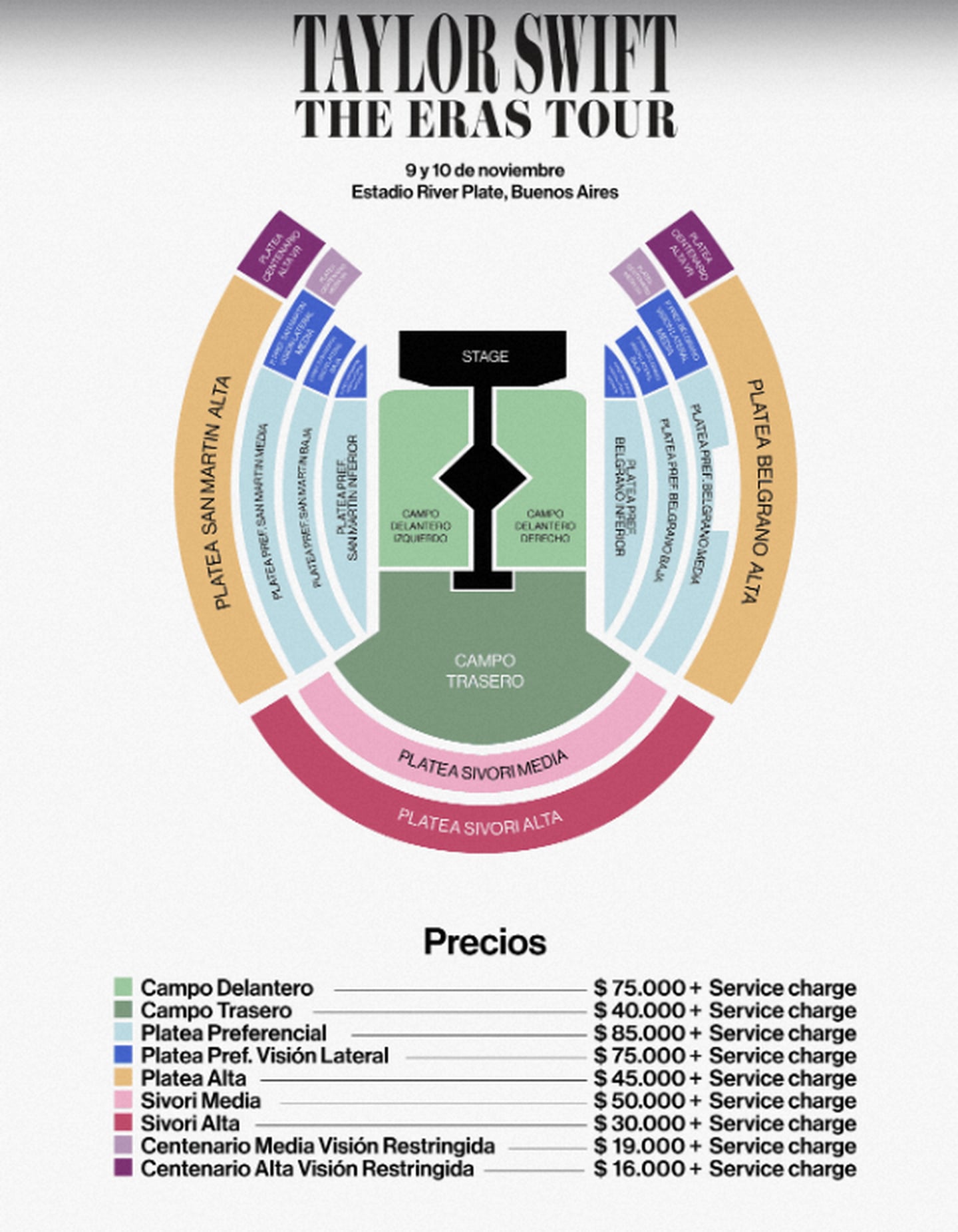 Precios de las entradas a "The Eras Tour" de Taylor Swift en Argentina