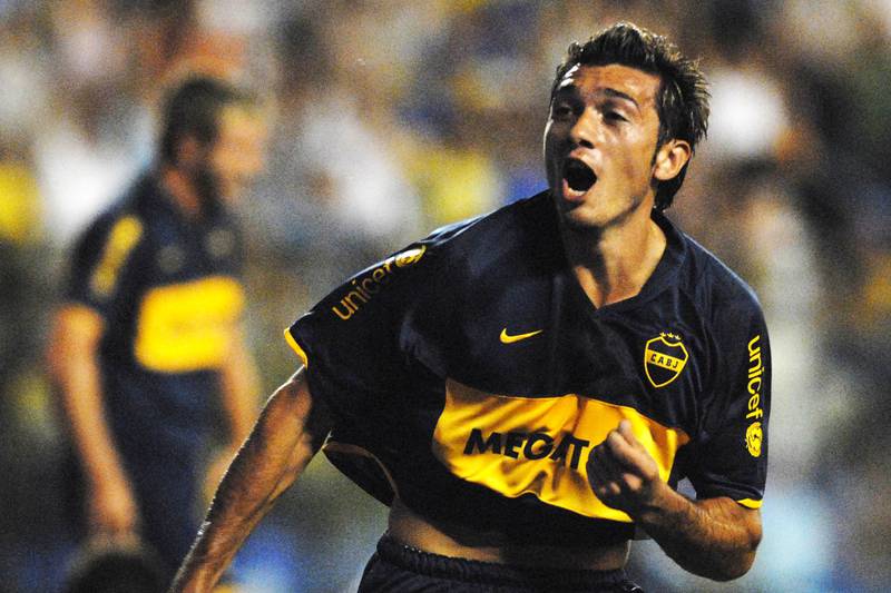 El futbolista Jesús Dátolo celebrando un gol en su etapa en Boca Juniors.