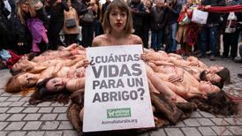 VIDEO | Protesta: Animalistas se desnudaron para pedir el cierre de las granjas peleteras en Madrid