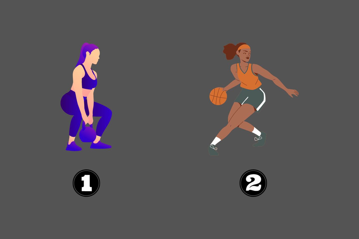 En este test de personalidad hay dos opciones: una mujer haciendo pesas y otra jugando básquetball.