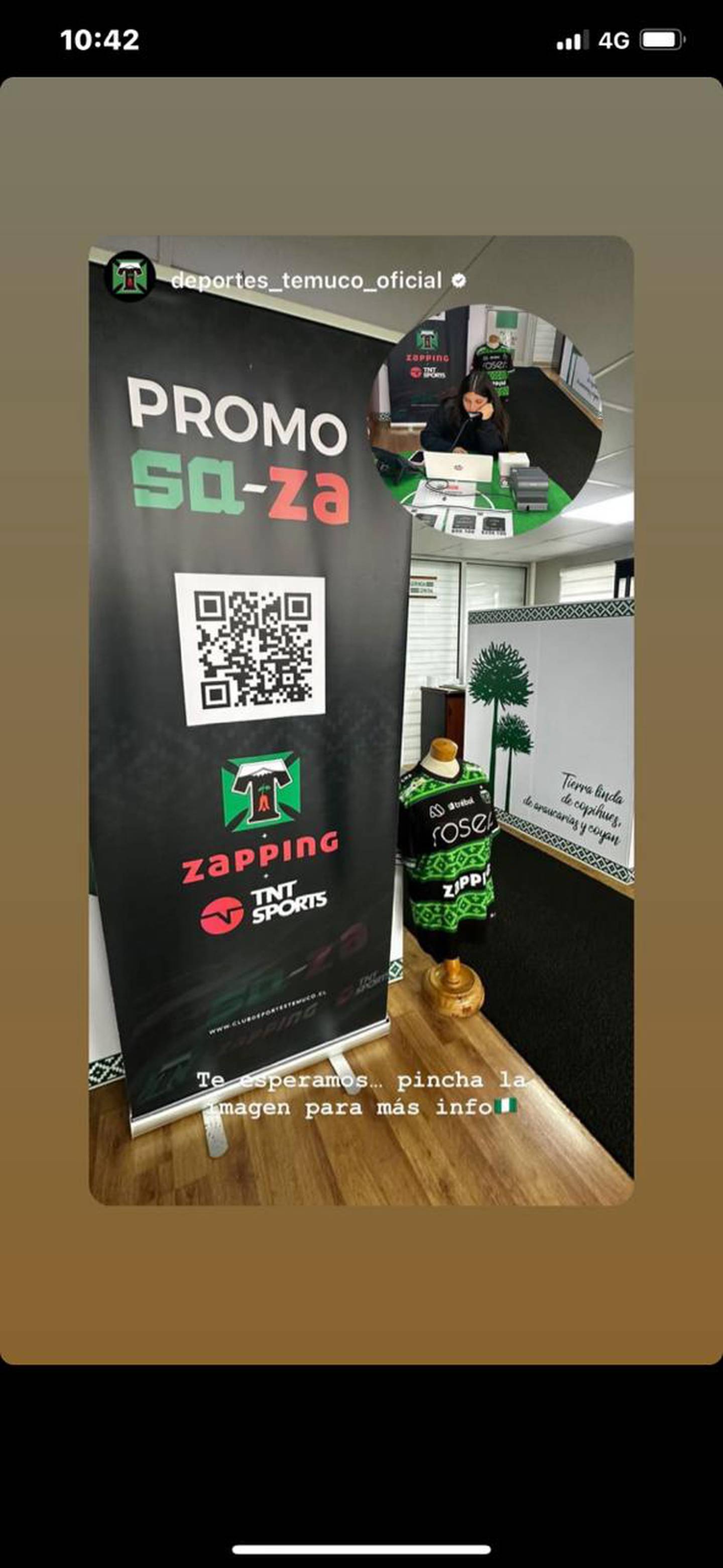 Cartel informativo de la promoción de deportes Temuco con la empresa Zapping.