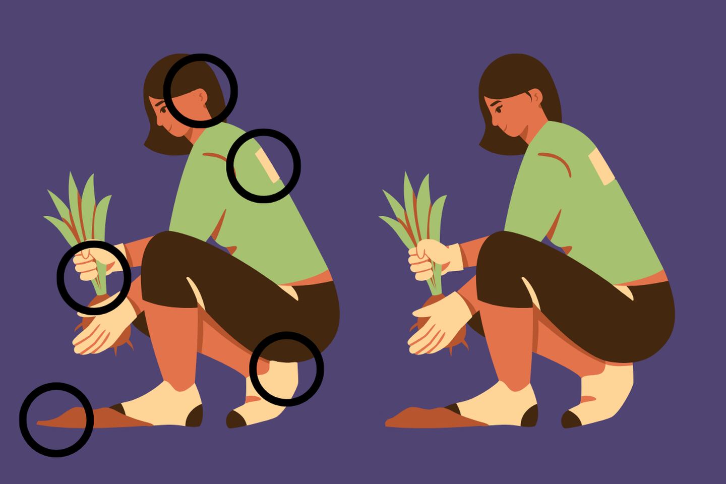 En este test visual podemos ver la imagen de dos mujeres plantando, y aunque parecen iguales, hay 5 diferencias entre ellas.