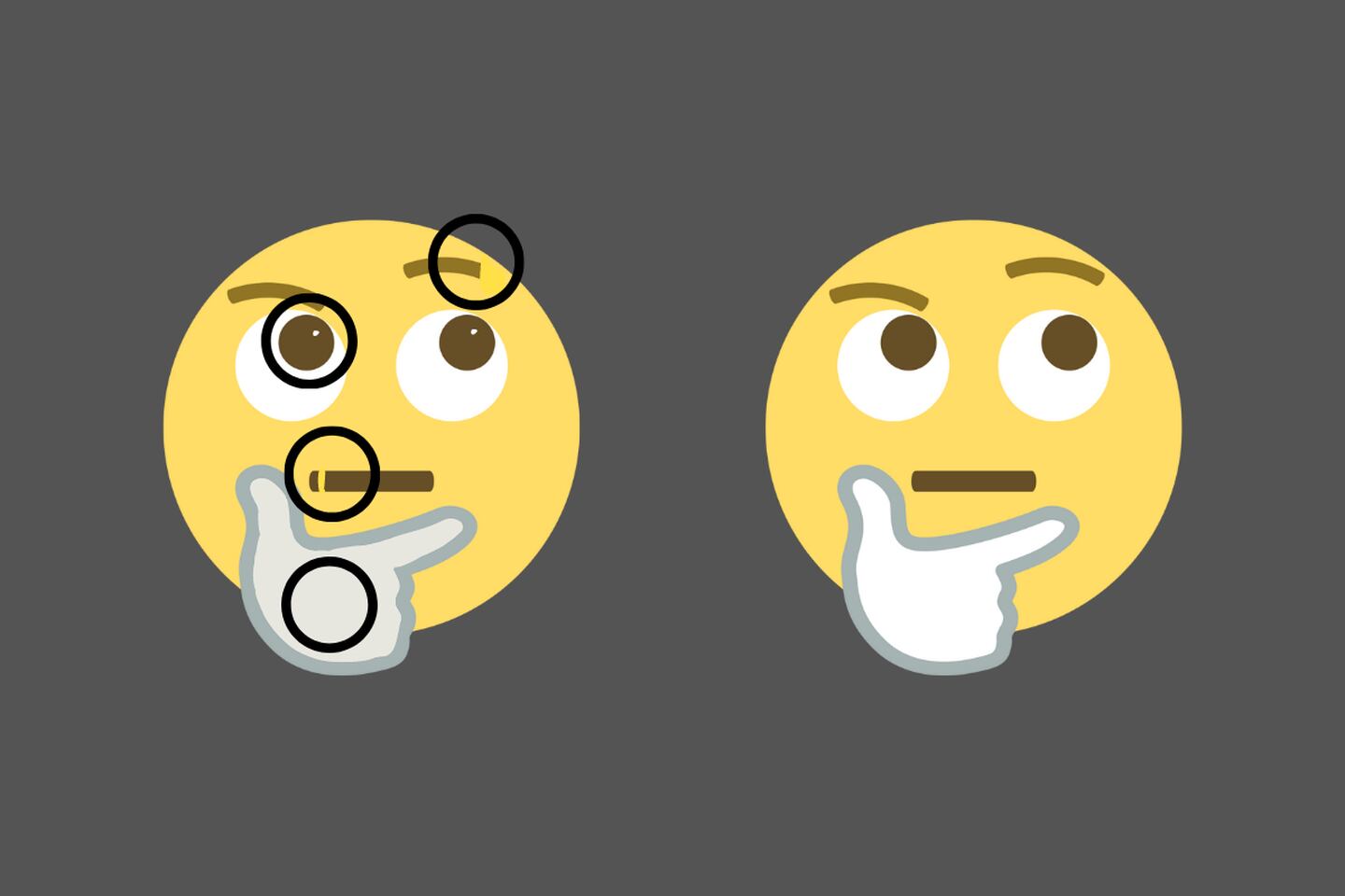 dos emojis que parecen iguales, pero tienen 4 diferencias.
