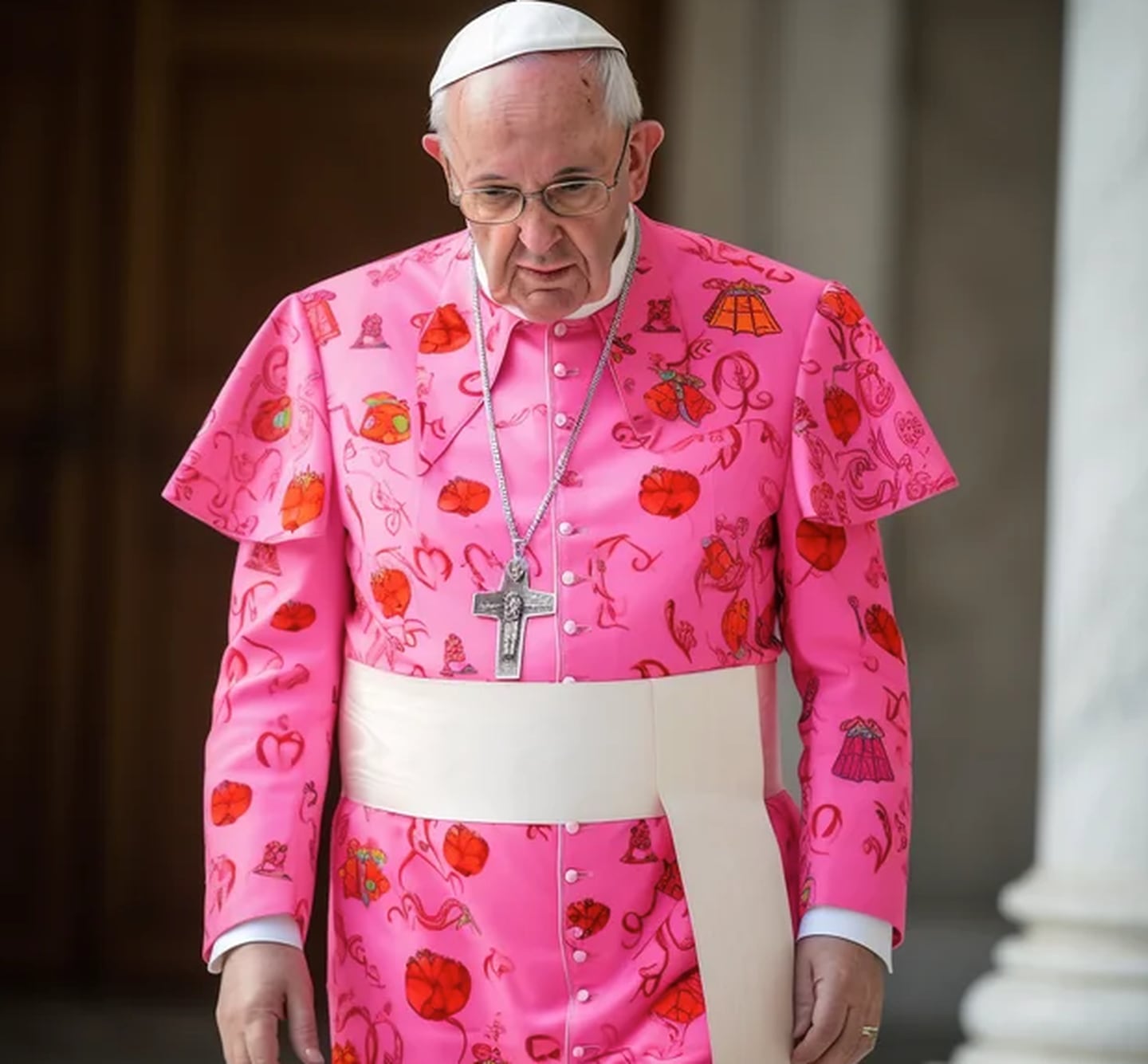 Papa Francisco, soberano de la ciudad del Vaticano, con traje de Hello Kitty