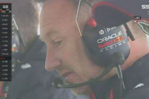 Christian Horner se hace viral por su reacción cuando vio que Checo Pérez largará 12 en el GP de Canadá