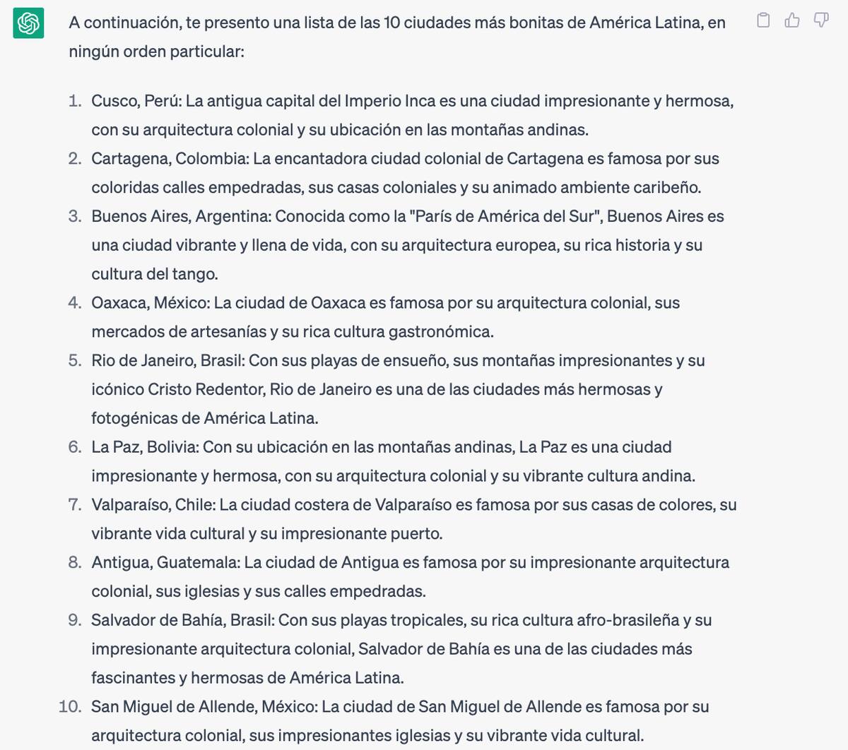Esta fue la respuesta entregada por Chat GPT a nuestra pregunta.