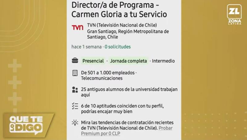 "Carmen Gloria a tu Servicio" busca director. Créditos: Pantallazo Zona Latina