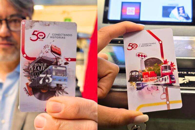 El primer (izquierda) y el segundo (derecha) diseño de Tarjetas Bip! por el aniversario de los 50 años.