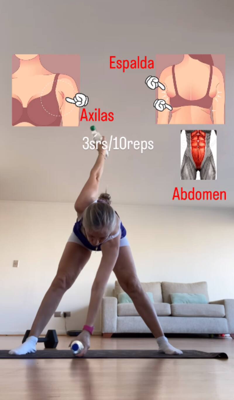 Con este ejercicio para eliminar los rollitos de espalda y axilas podrás usar poleras sin manga con toda la confianza | Foto: Instagram @yolafit19