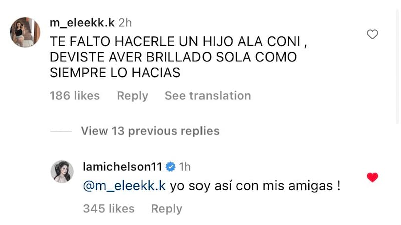 Ignacia Michelson defendiendo su amistad con Constanza Capelli.