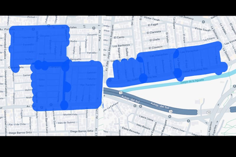 Sector afectado por el corte de luz.