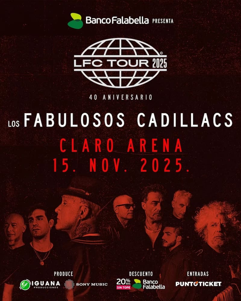 Afiche de su próximo concierto en Chile.