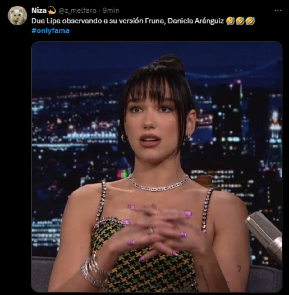 La imágen recordó mucho a Dua Lipa. Fuente: X.com.