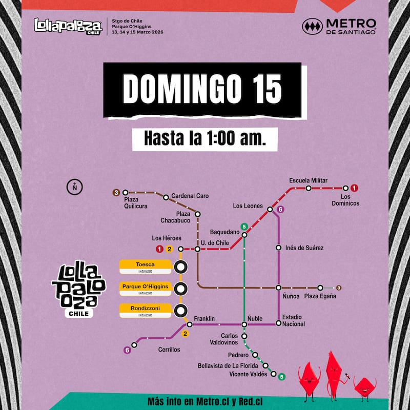 El domingo 15 de marzo se añaden las Líneas 3 y 5 a la extensión horaria. Foto: Metro de Santiago vía X.