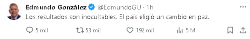 Tuit de Edmundo González.