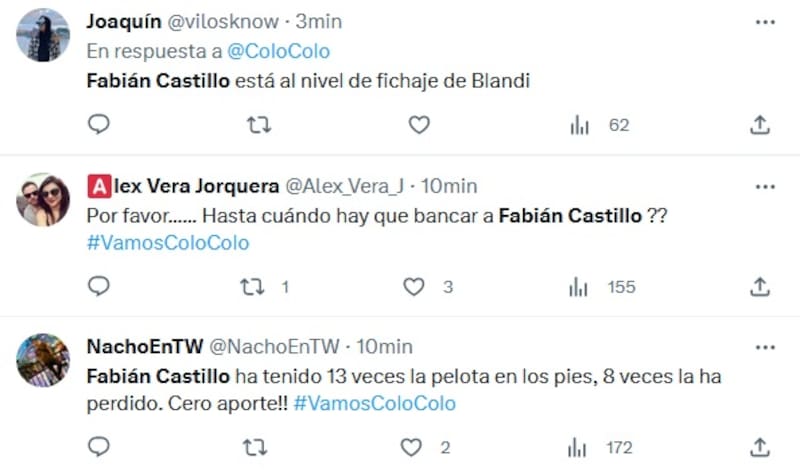 Los mensaje de los hinchas contra Fabián Castillo