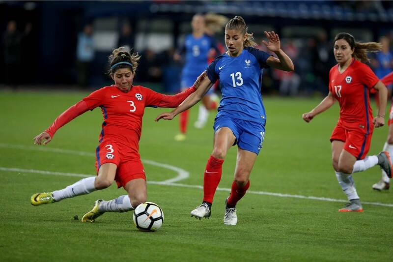 Partido de La Roja en Caen, en septiembre de 2017, en que estuvo presente Grace Geyoro. Foto: Comunicaciones/FFCh.