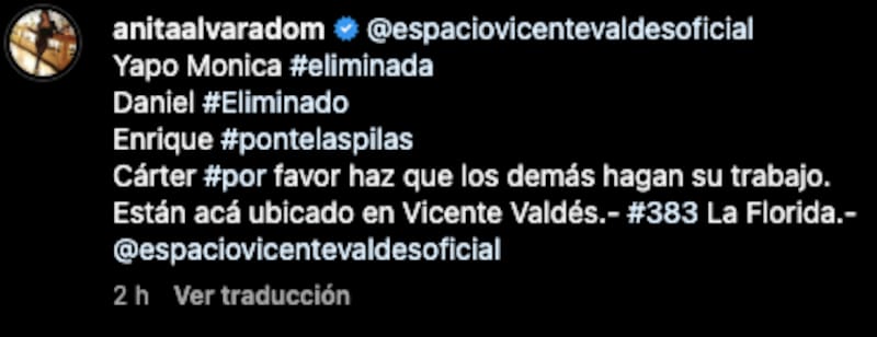 Parte del descargo que realizó contra Rodolfo Carter / Instagram