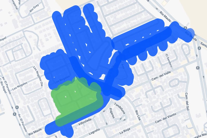 El corte de luz afectará a la zona delimitada de azul durante la jornada del viernes. Créditos: Enel.