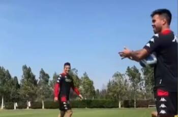VIDEO| Gonzalo Espinoza lo aplaudió: Benjamín Galdames se lució con un gol de tiro libre en práctica de Unión Española