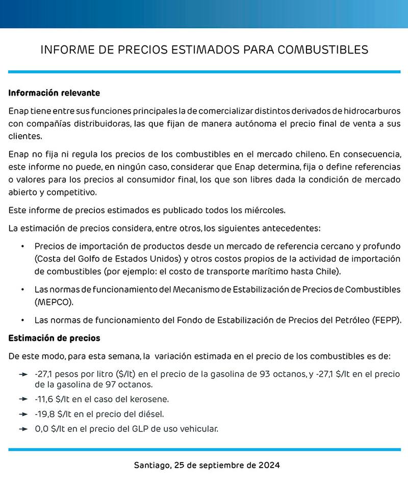 La variación de los precios de los combustibles.
