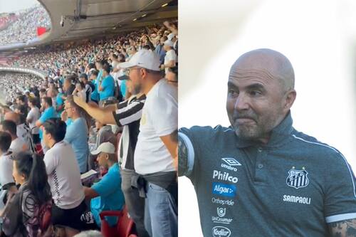 El registro viral de la hinchada del Santos pidiendo por Jorge Sampaoli en pleno partido