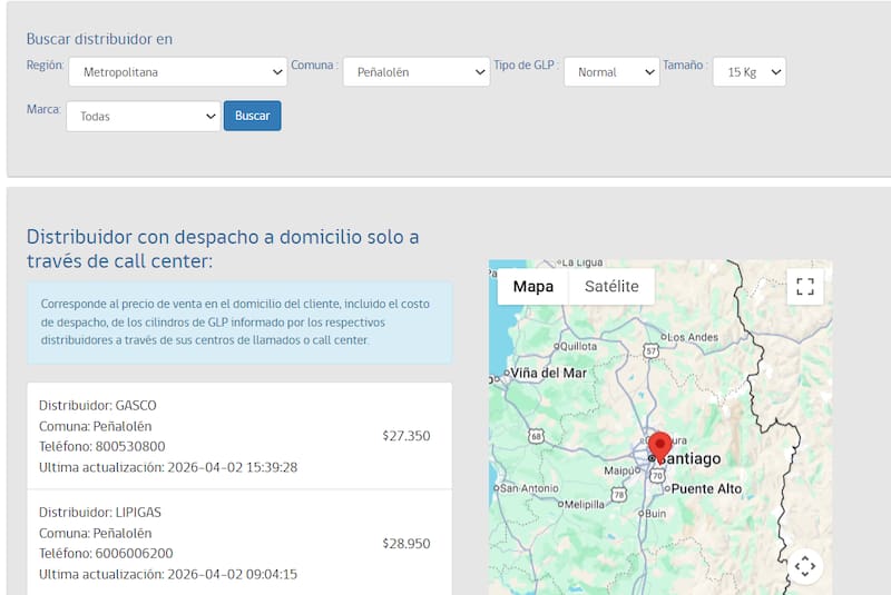 En esta plataforma gratuita se puede conocer dónde venden el combustible más barato de la comuna. Foto: gasenlinea.gob.cl