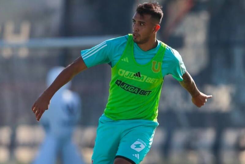 Tiene solo un par de entrenamientos: Tucu Contreras puede debutar este miércoles con la camiseta de la U. Foto: @udechile.