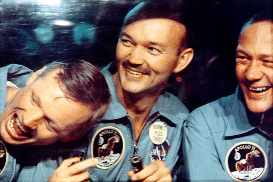 A bordo de la cápsula espacial viajaban los astronautas Neil Armstrong, Michael Collins y Buzz Aldrin. Créditos: NASA.