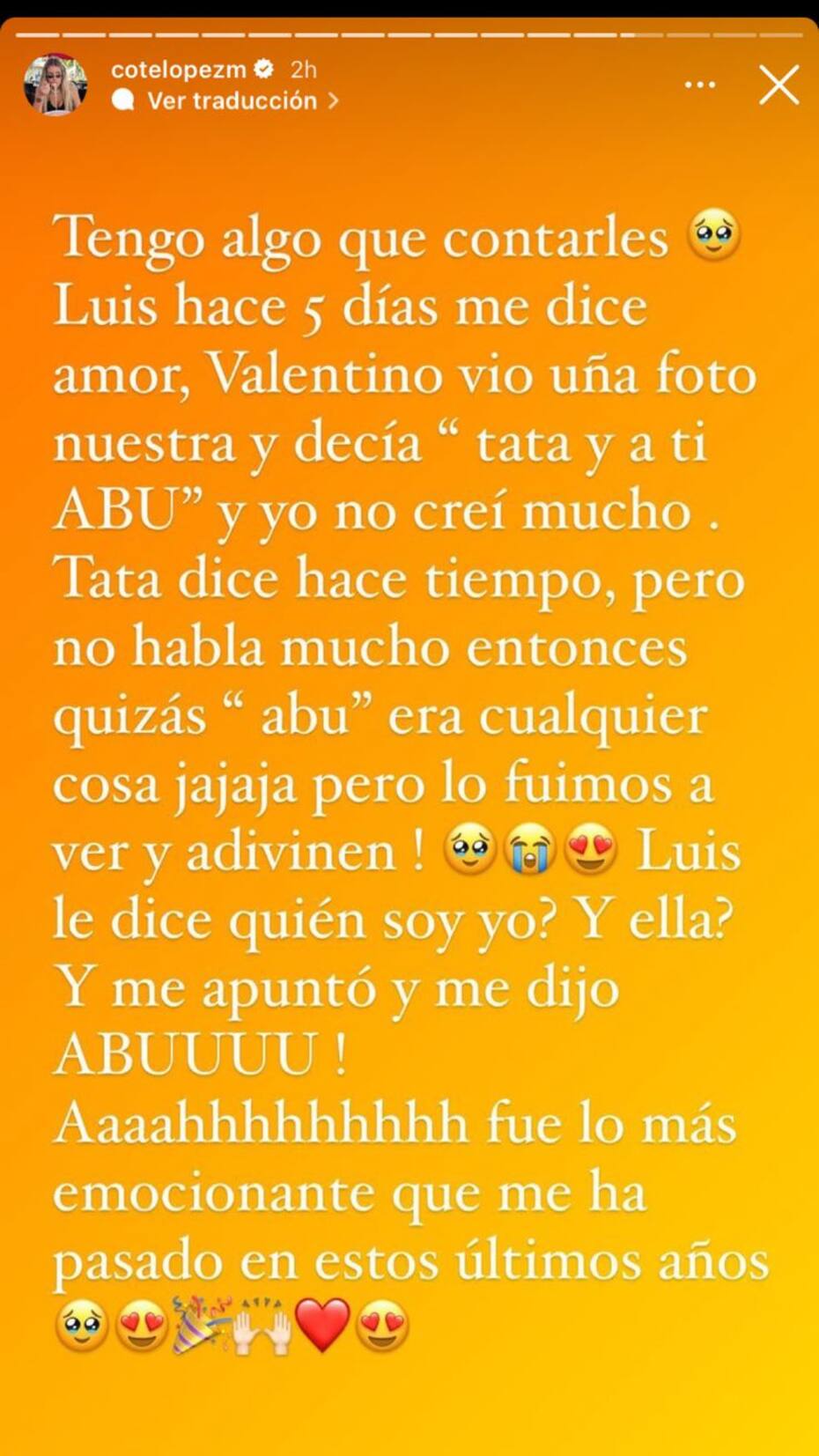 Pantallazo de historia de Instagram de Coté López/ Instagram