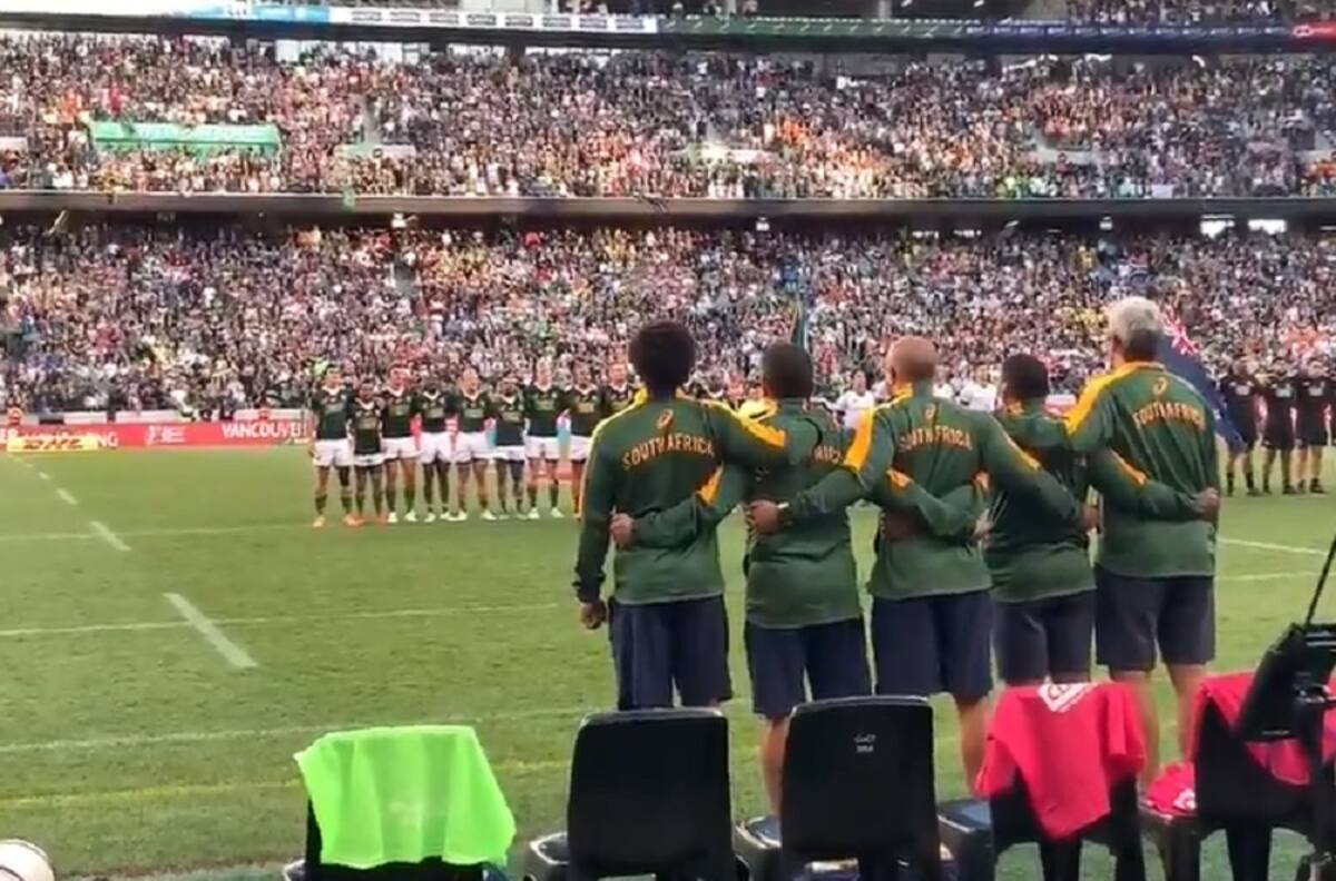 Emocionante entonación del himno de Sudáfrica en el Rugby Seven