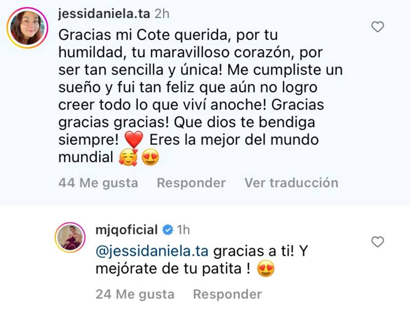Comentario María José Quintanilla / Créditos: Instagram