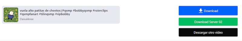 Podrás descargar tu video de TikTok sin marga de agua desde dos posibles servidores dentro de la página. Créditos: SnapTik