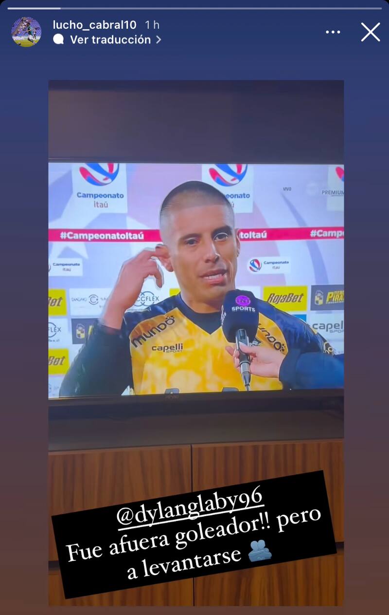 Luciano Cabral muestra su apoyo a su exequipo Coquimbo Unido a través de Instagram.