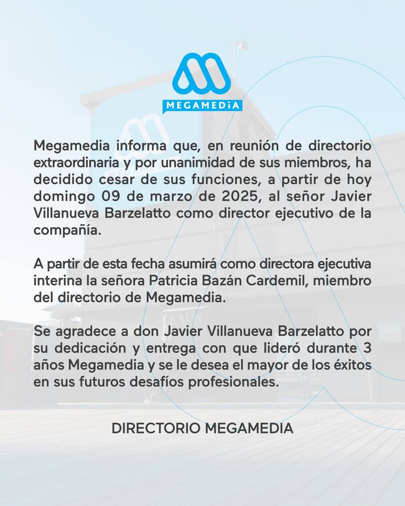 El comunicado emitido el 9 de marzo de 2025 con que Mega informó este cambio de dirección.