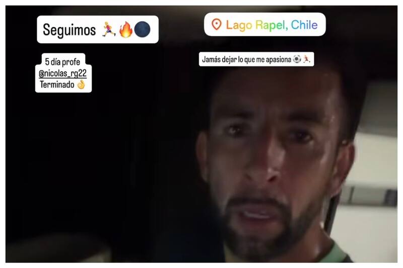 Entrenando duramente en Rapel, acompañado de la frase "Jamás dejar lo que me apasiona". Foto: Mauricio Isla vía historias de Instagram.