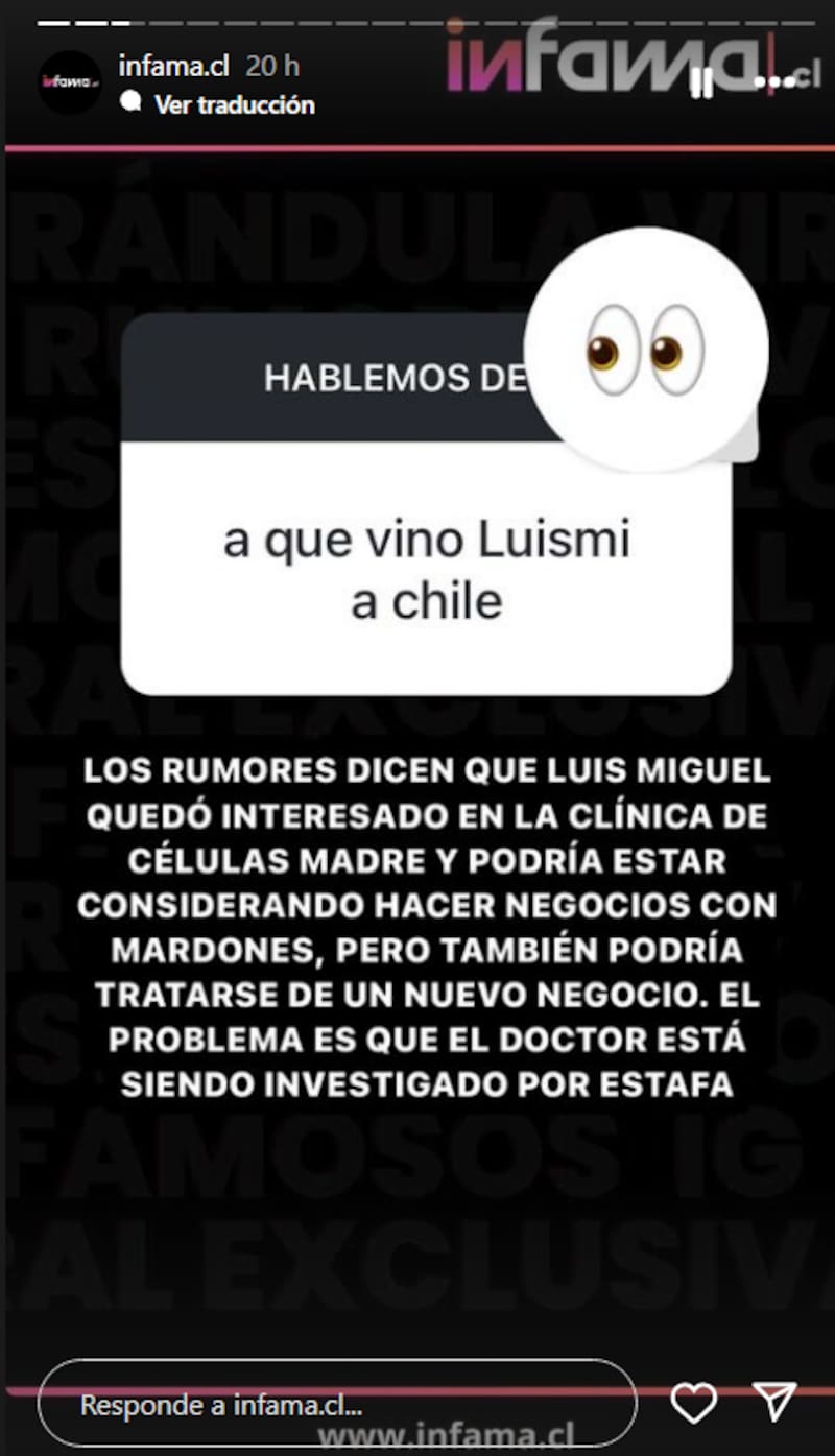 Infama contó más detalles de los negocios de Luis Miguel en Chile.