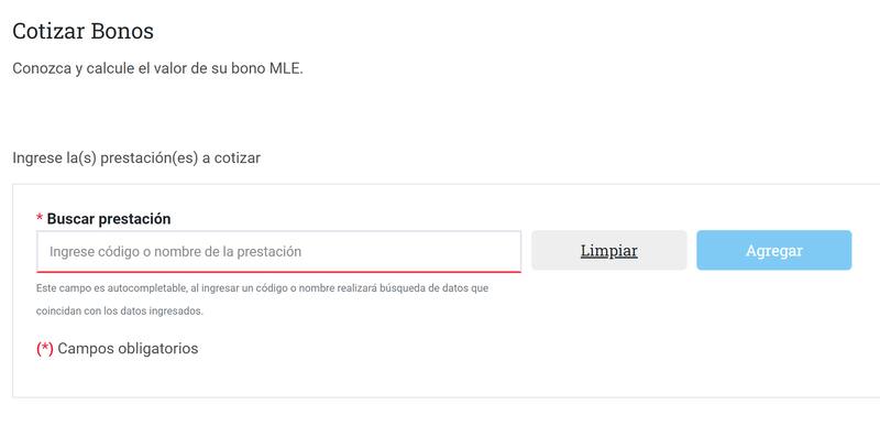 Para cotizar el Bono Fonasa Modalidad Libre Elección. puede hacerlo con el nombre, código o grupo arancel.