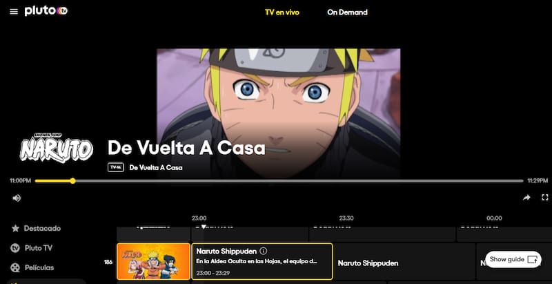 El canal de Naruto es uno de los favoritos de los usuarios de la plataforma. Foto: Pluto TV