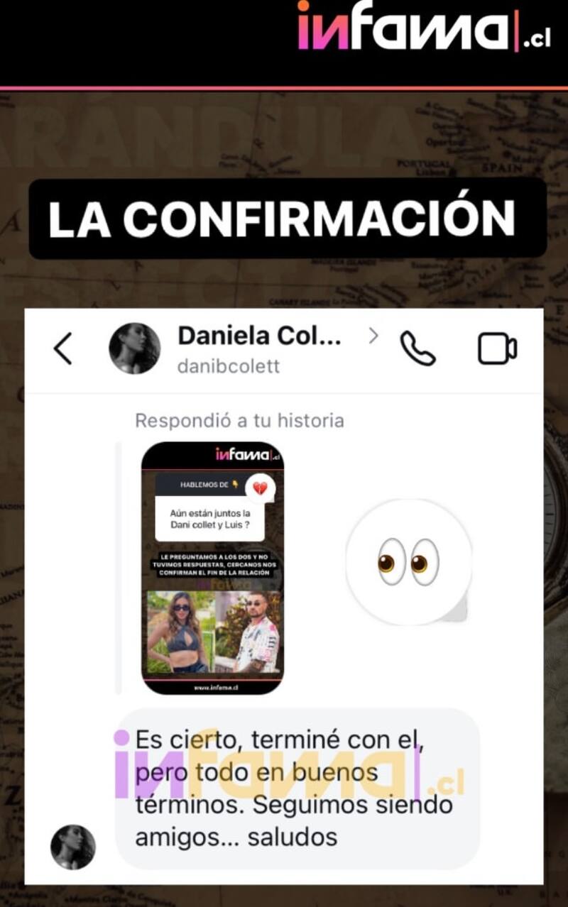 Daniela Colett confirmó el fin de su relación con Luis Mateucci.