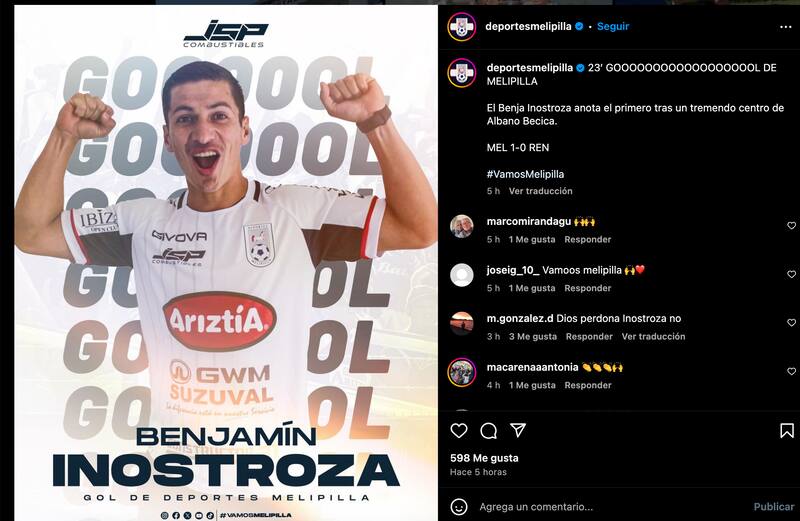 Benjamín Inostroza anotó su primer gol de la temporada.