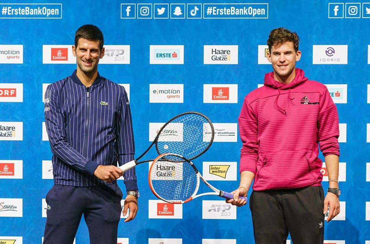 Un entrenamiento intenso: Novak Djokovic 'paleteó' con Dominic Thiem