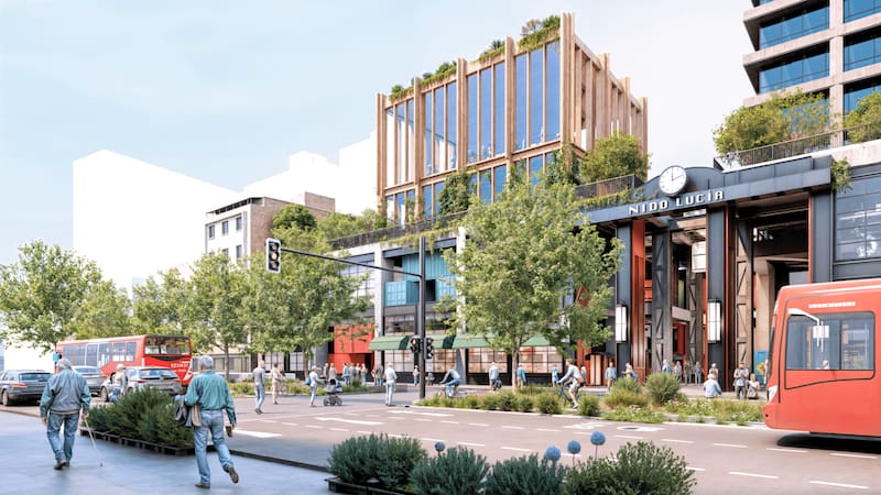 Así es el frontis del megaproyecto que ya está en funcionamiento en su primera etapa en pleno centro de Santiago. Foto: Territoria.