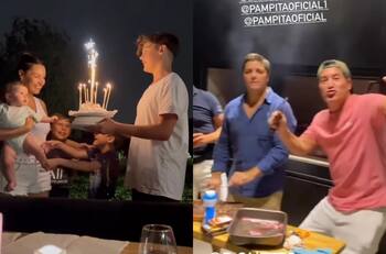 Bautista Vicuña sostuvo la torta: El íntimo festejo de cumpleaños de Pampita junto a María Alberó e Iván Zamorano